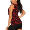 thumbnail image 3 of Xecao Red Skulls print women's scoop neck, loose-fit workout tank tops for the gym., 3 of 9