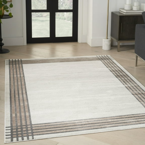 Nourison Desire Abstract Ivory/Silver 5'3" x 7'3" Area Rug, (5x7)