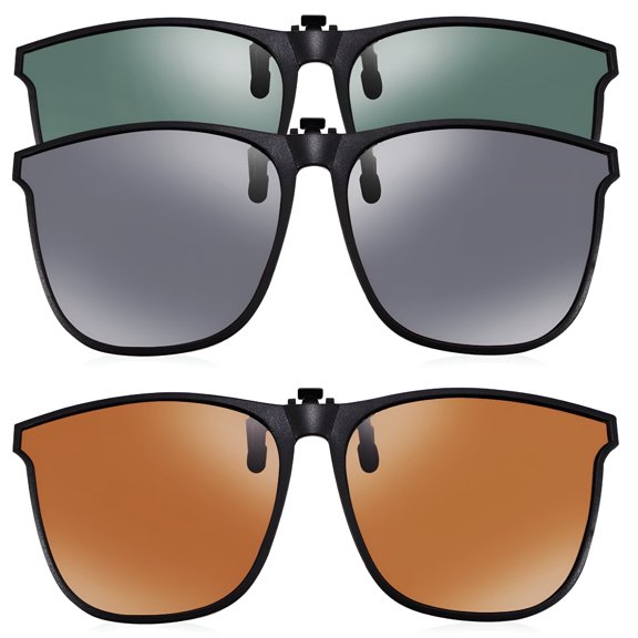 HBMYN 3 Pairs of Polarized Clip On Sunglasses Rimless AntiGlare Sunglasses Unisex Sunglasses