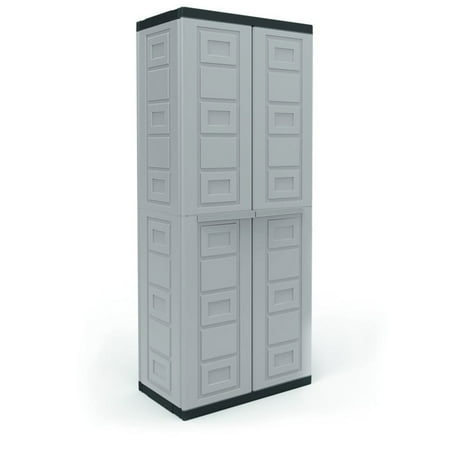 Contico 4 Shelf Plastic Garage Storage Organizer Base Utility Cabinet, Gray 35.3 x 18.2 x 15.6