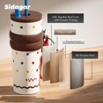 thumbnail image 4 of Sidagar 24oz Ceramic-Coated Stainless Steel Insulated Holiday Tumbler, Leak-Resistant Straw Lid, Creamy Polka Dot, 4 of 8
