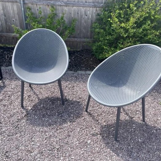 2xhome Set of 2 Mid-Century Modern Plastic Lounge Chair Plastic Legs with Breathable Perforated Egg Shaped Seat for Indoor/Outdoor Use.
