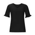 thumbnail image 6 of USSUMA Womens V Neck Tops Ruffle Short Sleeve Knit T-Shirt Blouses Summer Casual Loose Flowy Shirts, 6 of 8