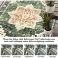 thumbnail image 4 of Machine Washable Area Rug 4' x 6', Non Slip Backing Low Pile Rugs Boho Vintage Foldable Stain Resistant Indoor Carpet for Bedroom Living Room Playroom, Green, 4 of 7