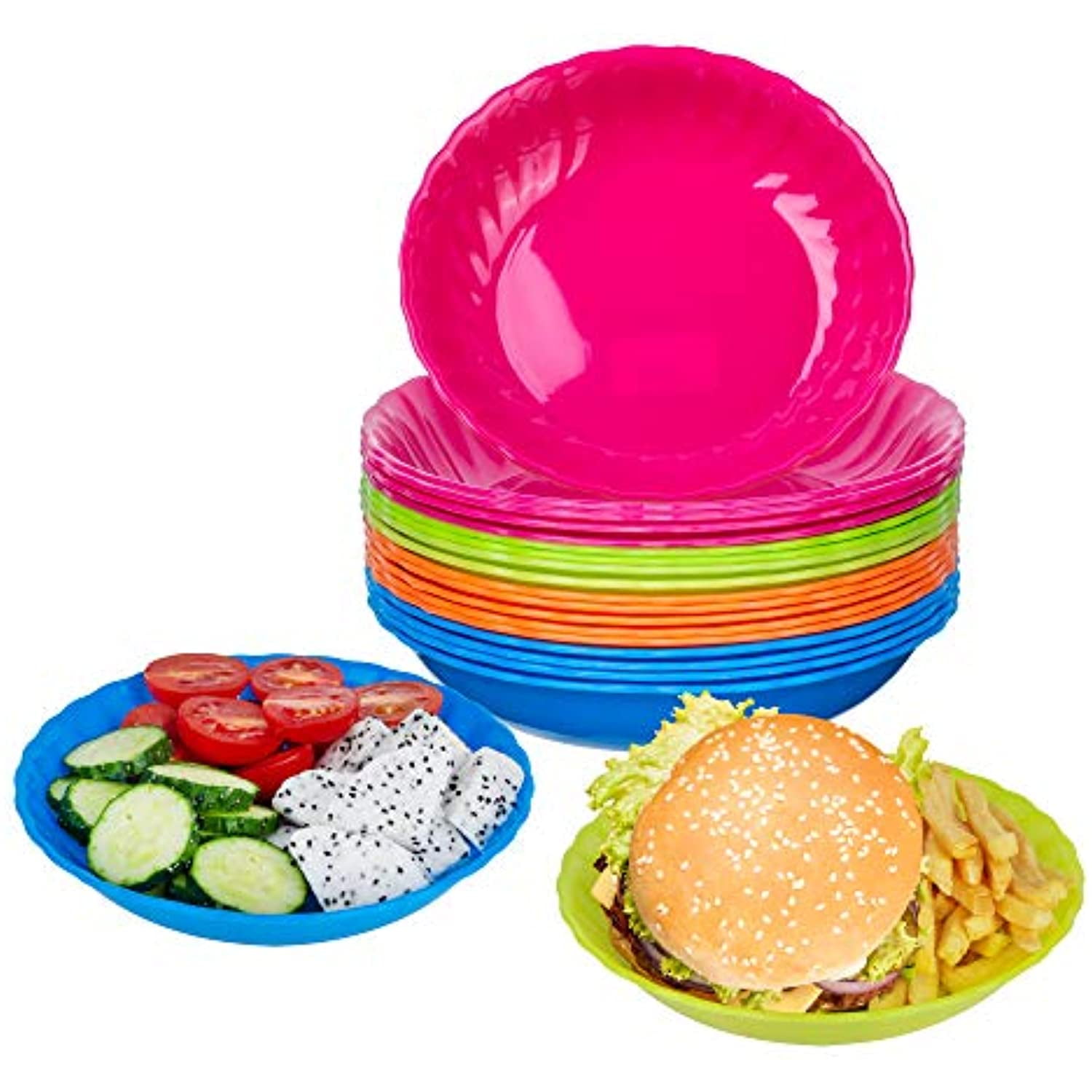 Set of 20 6 Inch Kid Plates Kids Plastic Plates Reusable Plastic