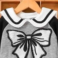 thumbnail image 5 of Pandaie Big Bow Embroidery Sweatsuit for Toddler Girls Raglan Doll Neck Sweet Clothes Outfit 3T 4T 5T 6T Kids School Pullover Tracksuit Grey,6 Years, 5 of 7