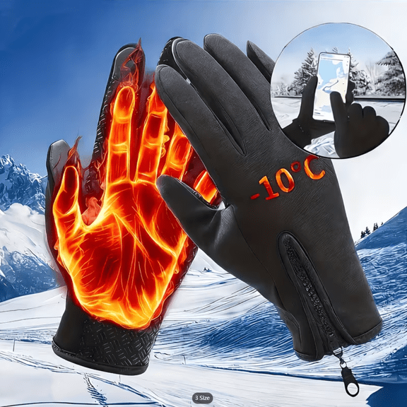 Work Gloves Touch Screen Flex Grip Winter Gloves Warm Fleece Driving Gloves Windproof Outdoor For Men Women,Black