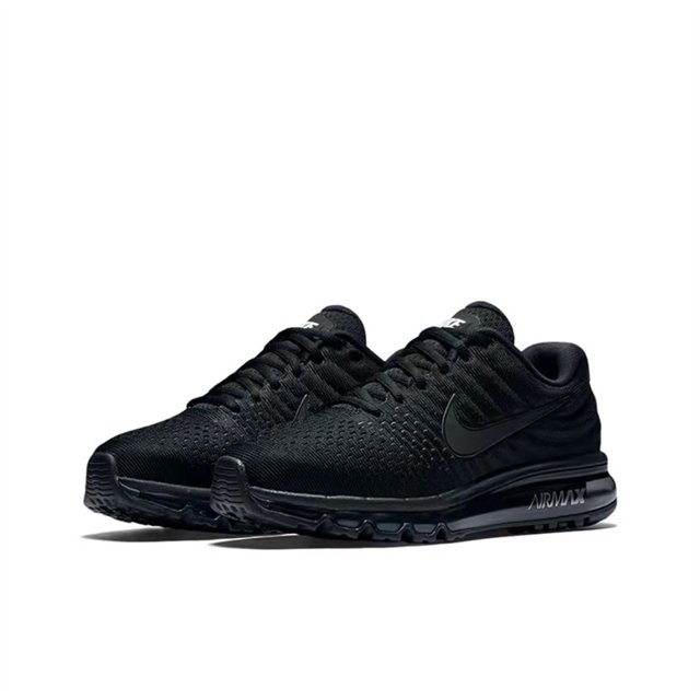 Zapatillas clásicas unisex negras Air Max 2017, cómodas y sencillas, de corte bajo, informales, para correr