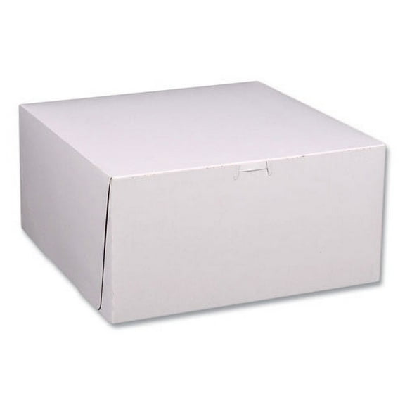 White One-Piece Non-Window Bakery Boxes, Standard, 12 x 12 x 6, White/Kraft, Paper, 50/Bundle | Bundle of 2 Bundles