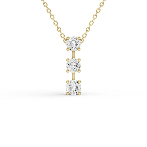 0.50 CTW Lab Grown Diamond Three Stone Bar Pendant in 10K Yellow Gold