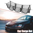 thumbnail image 2 of Unique Bargains Three Pocket Trunk Cargo Organizer Storage Net 3 Pocket Black Mesh Storage Net Set for Truck Car Auto SUV 110 x 30cm, 2 of 7