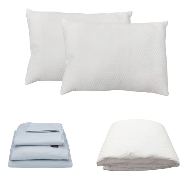 Protector Spring Air Queen Size + Sábanas Softy Platino + Almohada Frosty 2