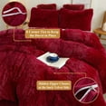 thumbnail image 7 of XeGe 3 Pieces Plush Faux Fur Duvet Cover Set, Luxury Soft Fluffy Furry Comforter Cover Set, Shaggy Bedding Sets(1 Fuzzy Duvet Cover+ 2 Faux Fur Throw Pillow Covers), Zipper Closure (King, Red), 7 of 7