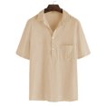 thumbnail image 1 of T-shirt Décontracté d'Été pour Homme en Coton et Lin, Hauts Unis M-3TG, 1 of 2