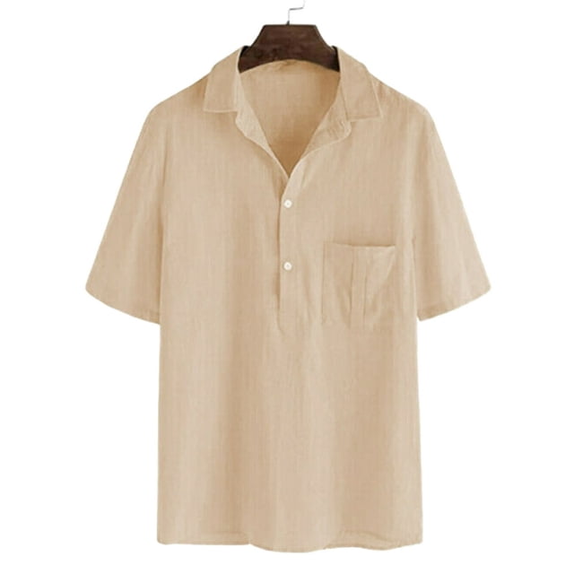 T-shirt Décontracté d'Été pour Homme en Coton et Lin, Hauts Unis M-3TG