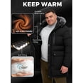 thumbnail image 6 of Wantdo Men's Big and Tall Recycled Winter Coat Quilted Winter Mid-length Plus Size Puffer Jacket with Removable Hood Black 5XL, 6 of 9