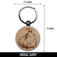thumbnail image 2 of Cute Silkie Guinea Pig with Bow Round Keychain Charm Tag - Engraved Wood, 2 of 6