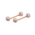 thumbnail image 2 of Paire de Barres de Mamelon avec Bord avant Transparent CZ, 2 of 5
