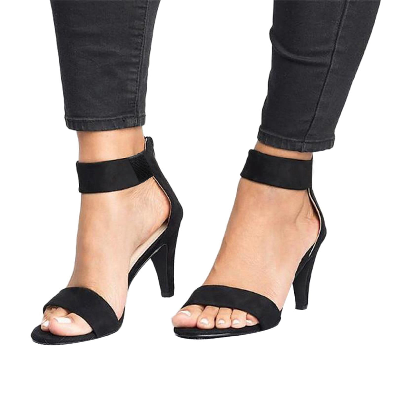 Miayilima Black 41 High Heels for Women Thin Roman Ladies High Summer Shoes  Pumps Ankle Heels Sandals Women's Strap Women's Sandals