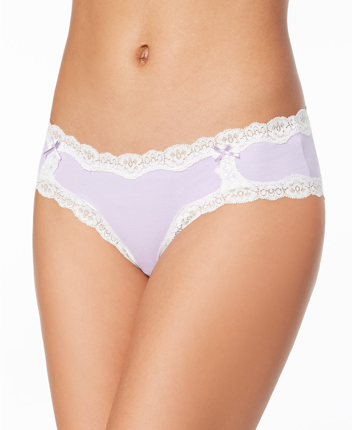 Jenni by Jennifer Moore Women's Lace-Trim Bikini Panty Purple With White Trim 