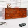thumbnail image 6 of Wooden Desktop Organizer, 4 Packs 3-Drawer Storage Box for Home, Office, Brown, 6 of 12