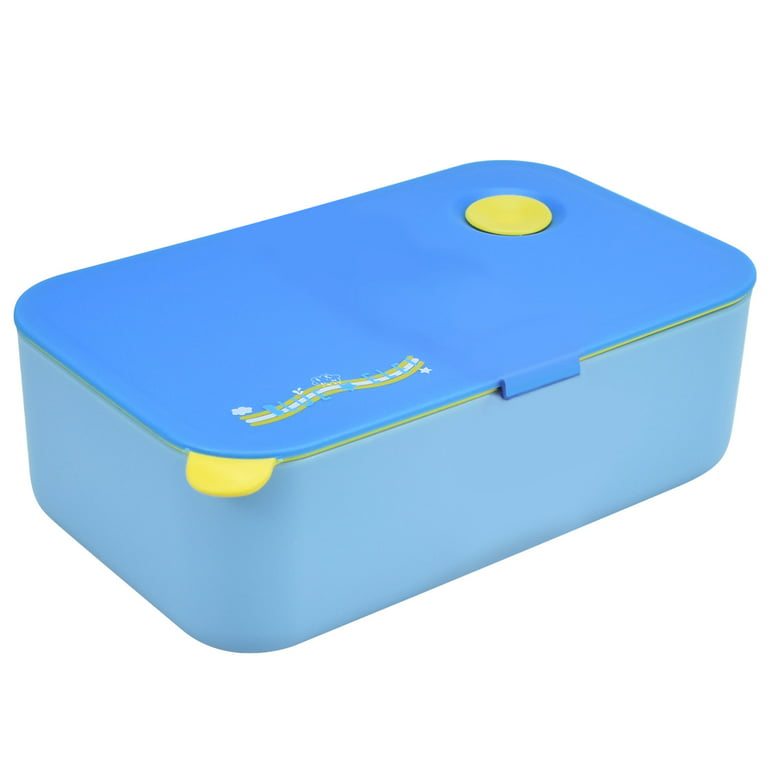Blue Ele Lunch Box Bento Boxes Kids Childrens With Spoon,Fork & Sauce  Container