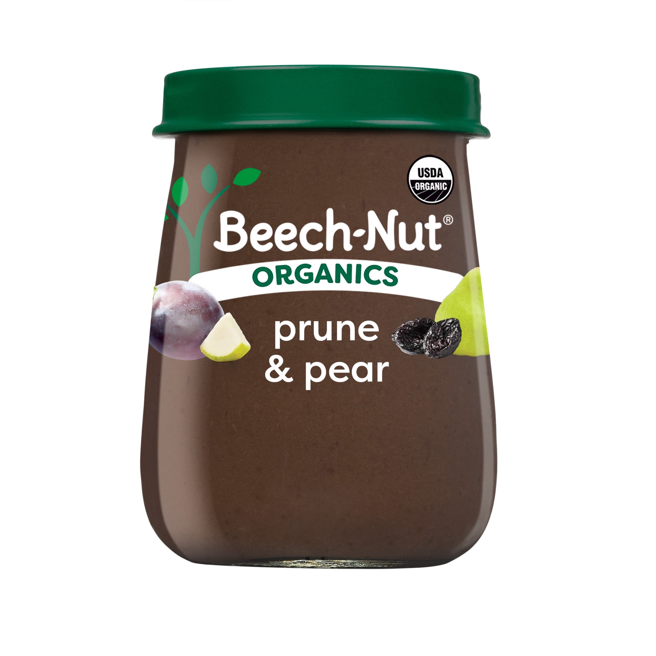 (3 pack) Beech-Nut Organics Stage 2 Organic Baby Food Prunes & Pears, 4 oz Jar