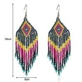 thumbnail image 2 of Long Bead Tassel Earrings - Boho Colored beads Handmade bead Tassel earrings - Style:Style4;, 2 of 5