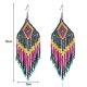 thumbnail image 2 of Pendientes de borlas de cuentas largas - Cuentas de colores boho Pendientes de borlas de cuentas hechas a mano, 2 of 5