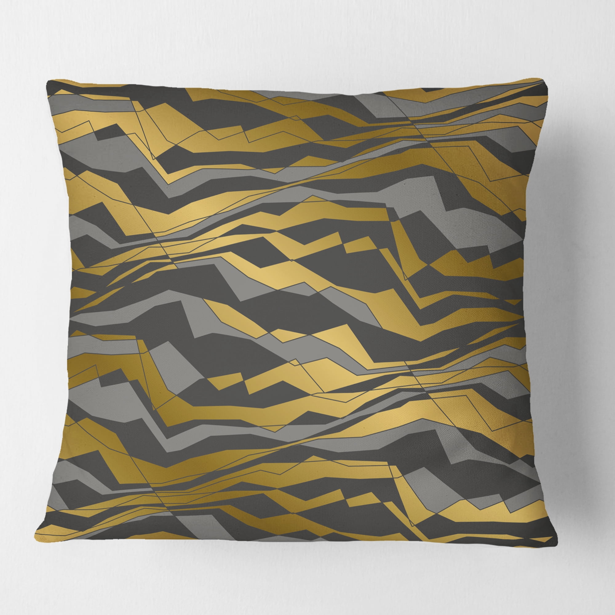 Designart Angled lines and waves pattern' Mid-Century Modern Throw Pillow - 18x18