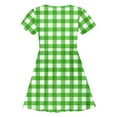thumbnail image 4 of Tfken Summer Girls Dresses Plaid Crew Neck Short Sleeve Dresses Trendy Daily Wear Kids Soft Clothes Green Size 10-12 Years, 4 of 4