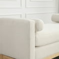 thumbnail image 4 of 53.5"W Elegant Upholstered Bench with Wood Legs & Round Pillows,Comfy Boucle Fabric Footrest with Arms, Entryway Bench for End of Bed, Bedroom and Living Room, Ivory, 4 of 6