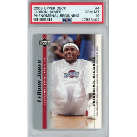 

Graded 2003-04 Upper Deck UD LeBron James #4 Phenomenal Beginning Rookie RC Basketball Card PSA 10 Gem Mint