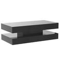 thumbnail image 4 of Blotout 47.3" Large Black LED Coffee Table with 2 Storage Drawers, Modern High Gloss Coffee Table w/20 Colors LED Lights, Double-Layer Center Tables for Living Room(Black-47.3"), 4 of 7