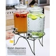 Estilo Hammered Glass Double Beverage Drink Dispenser On Stand With Leak Free Spigot, 1 Gallon