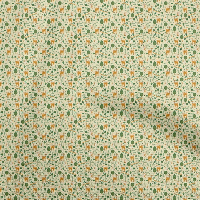 oneOone Cotton Flex Light Yellow Fabric Animal Sewing Craft Projects Fabric Prints By Yard 40 Inch Wide