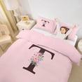 thumbnail image 3 of Erosebridal Girls Purple Pink Flowers Twin Bedding,Floral Rose Personalized Initial T Duvet Cover Set For Kids Teens,Pink Reversible,2pcs,No Comforter, 3 of 5