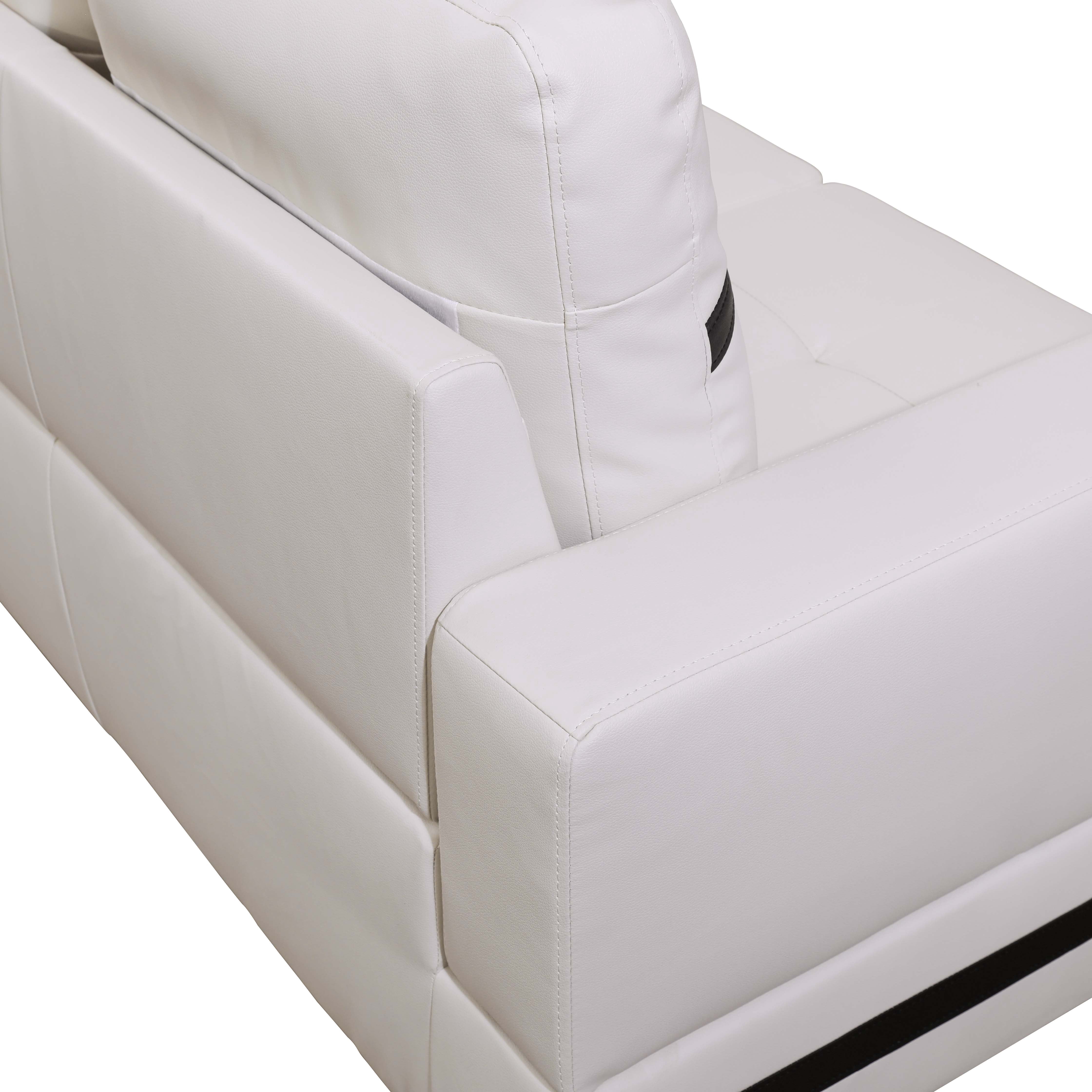 MAYEERTY 103.5" Modern Semi PU Leather 3-Piece Couch Set - White Black Stylish Contrast for Living Room