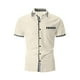 thumbnail image 3 of Los Hombres de Manga Corta Botón Arriba Camisa Casual Botón Cardigan Bolsillo Turndown Cuello Blusa Camisa, Poliéster, 3 of 7