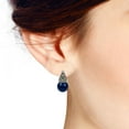 thumbnail image 2 of Elegant Crowned Dark Blue Pearl and Marcasite Sterling Silver Dangle Earrings, 2 of 5