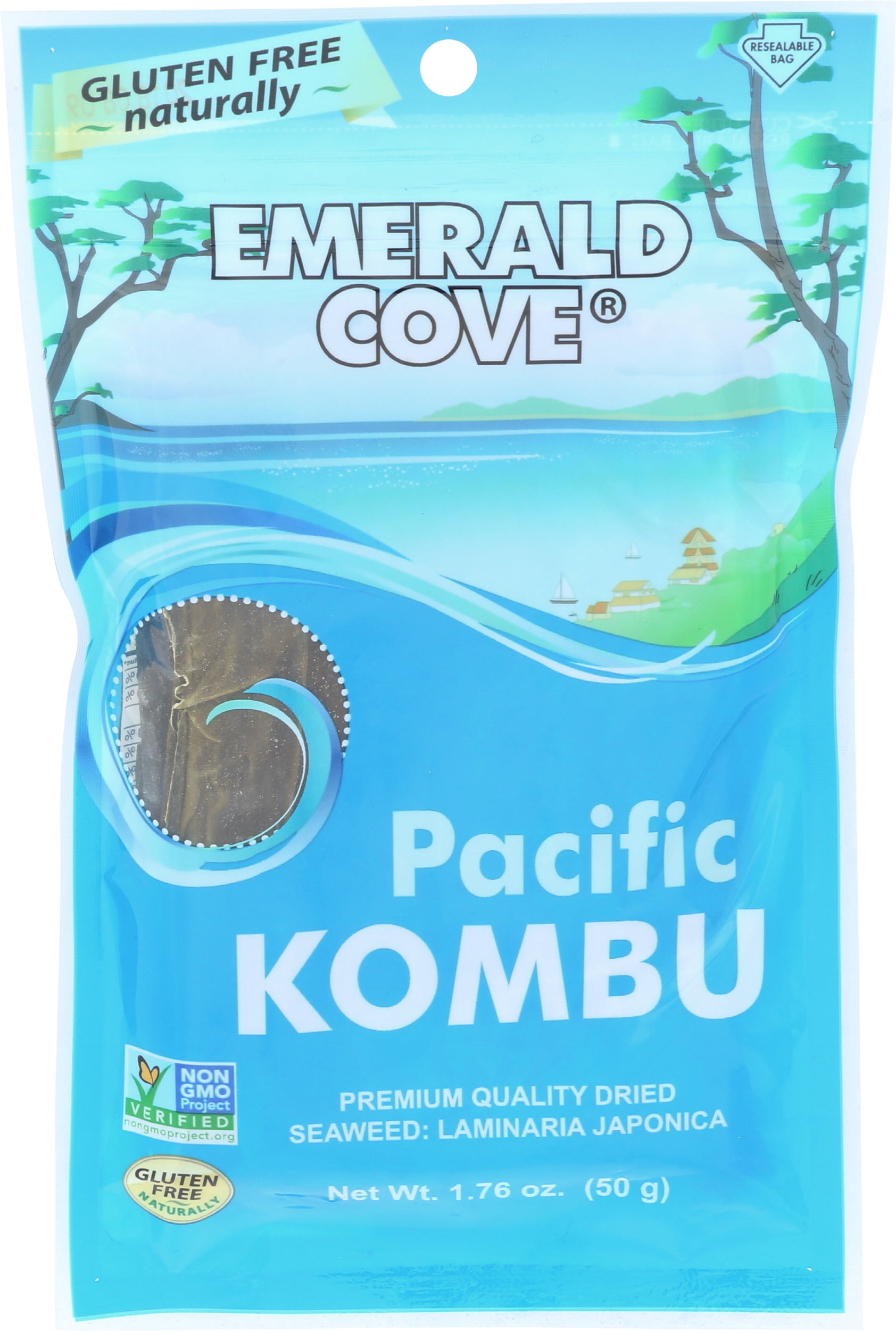 Emerald Cove Pacific Kombu | Dried Seaweed | Kelp | Non-GMO, Vegan, Plastic Neutral | Resealable Bag | 1.76 OZ