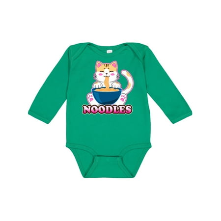 

Inktastic I Love Noodles with Cat Illustration Gift Baby Boy or Baby Girl Long Sleeve Bodysuit