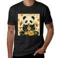 thumbnail image 2 of Wuche Chinese style panda oil painting fun and cute, designed shirt, artistic display, T-shirt lover gift casual and breathable men, women, boys, girls, children Black, 2 of 4