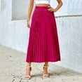 thumbnail image 3 of Womens Pleated Skirt High Waisted A Line Midi Long Shirring Skirts Summer Trendy Casual Lightweight Elegant Skirts, 3 of 6