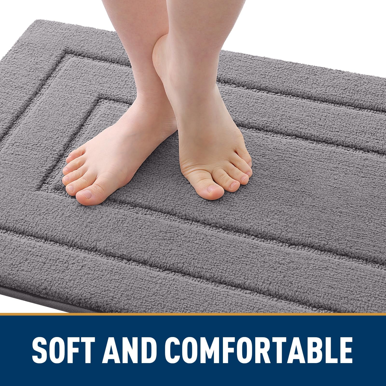 Buganda Door Mat for Inside, Absorbs Moisture and Low Profile Doormat Outdoor, Dirt Trapper Rugs for Entryway, 16"x24", Grey