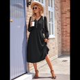 thumbnail image 4 of Vestido Mini de Larga con Escote en V para Mujer, Corte A, Cintura Alta, Informal, Fluido, Ideal para Invitadas A Cócteles y Bodas. Negro L, 4 of 10