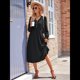 thumbnail image 4 of Vestido Mini de Larga con Escote en V para Mujer, Corte A, Cintura Alta, Informal, Fluido, Ideal para Invitadas A Cócteles y Bodas. Negro L, 4 of 10