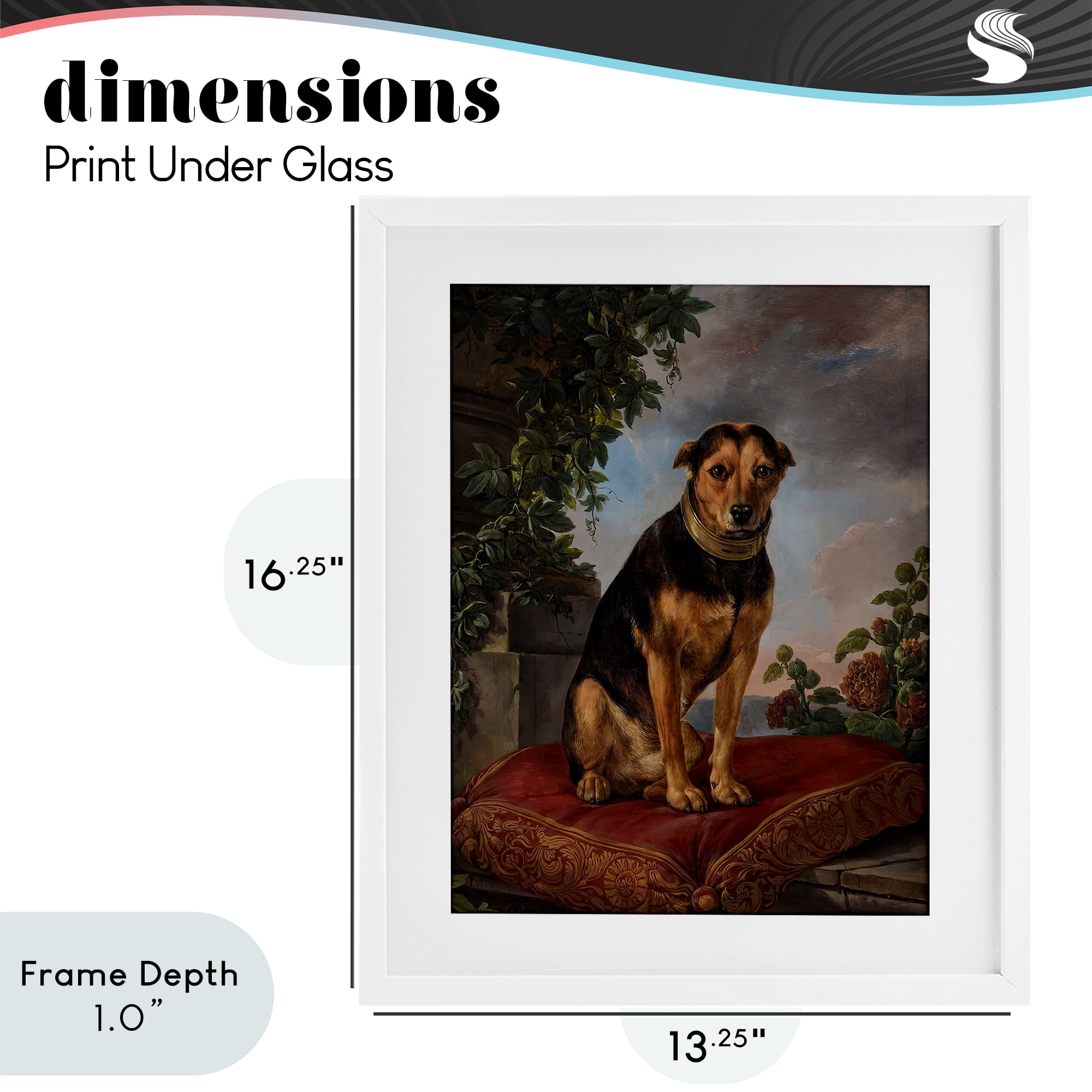 Stupell Industries Historical Dog on Cushion White Framed Print Under Glass, design by Lil' Rue