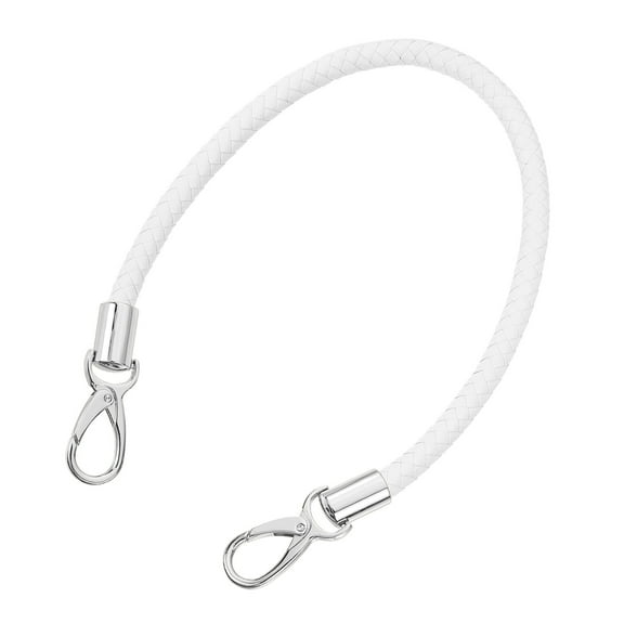 Leather Purse Strap, 1Pack 50cm Short Leather PU Braided Purse (White Strap   Silver Clasp)