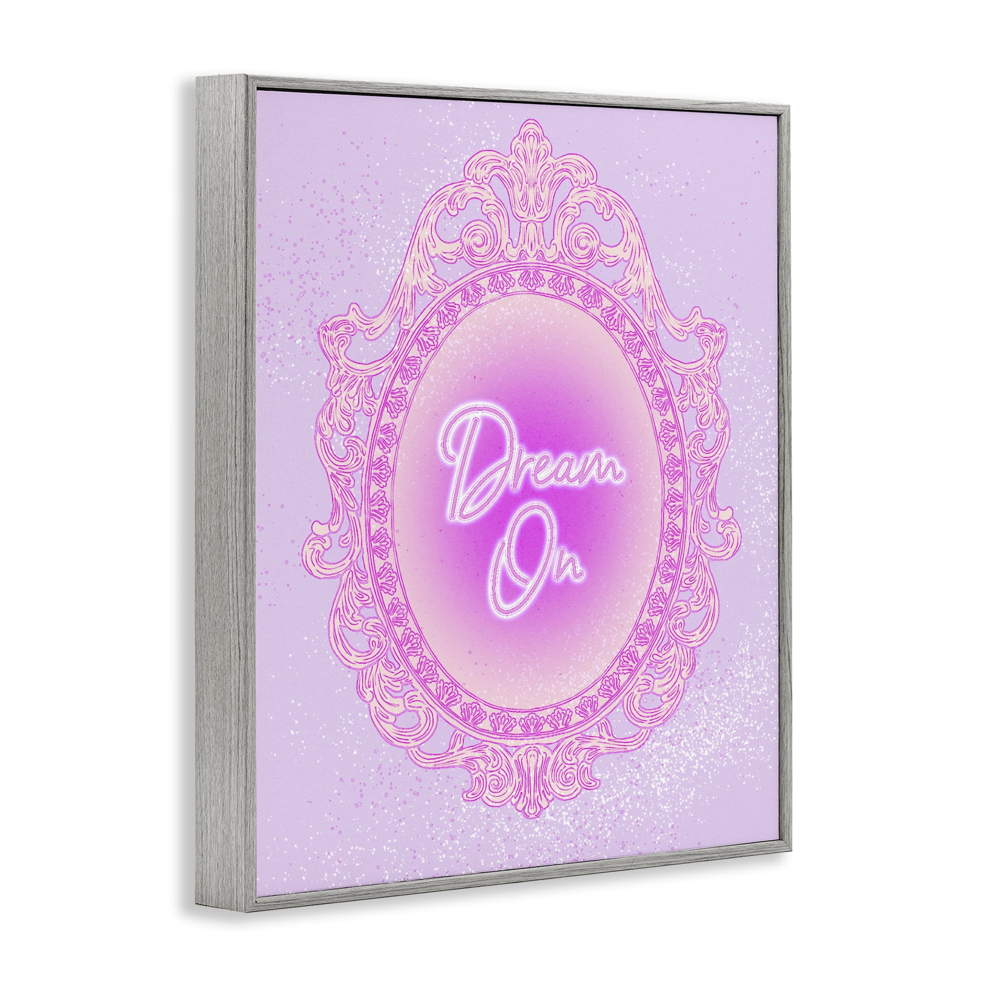 Stupell Industries Dream On Ornate Mirror Gray Framed Giclee Art, design by Ziwei Li
